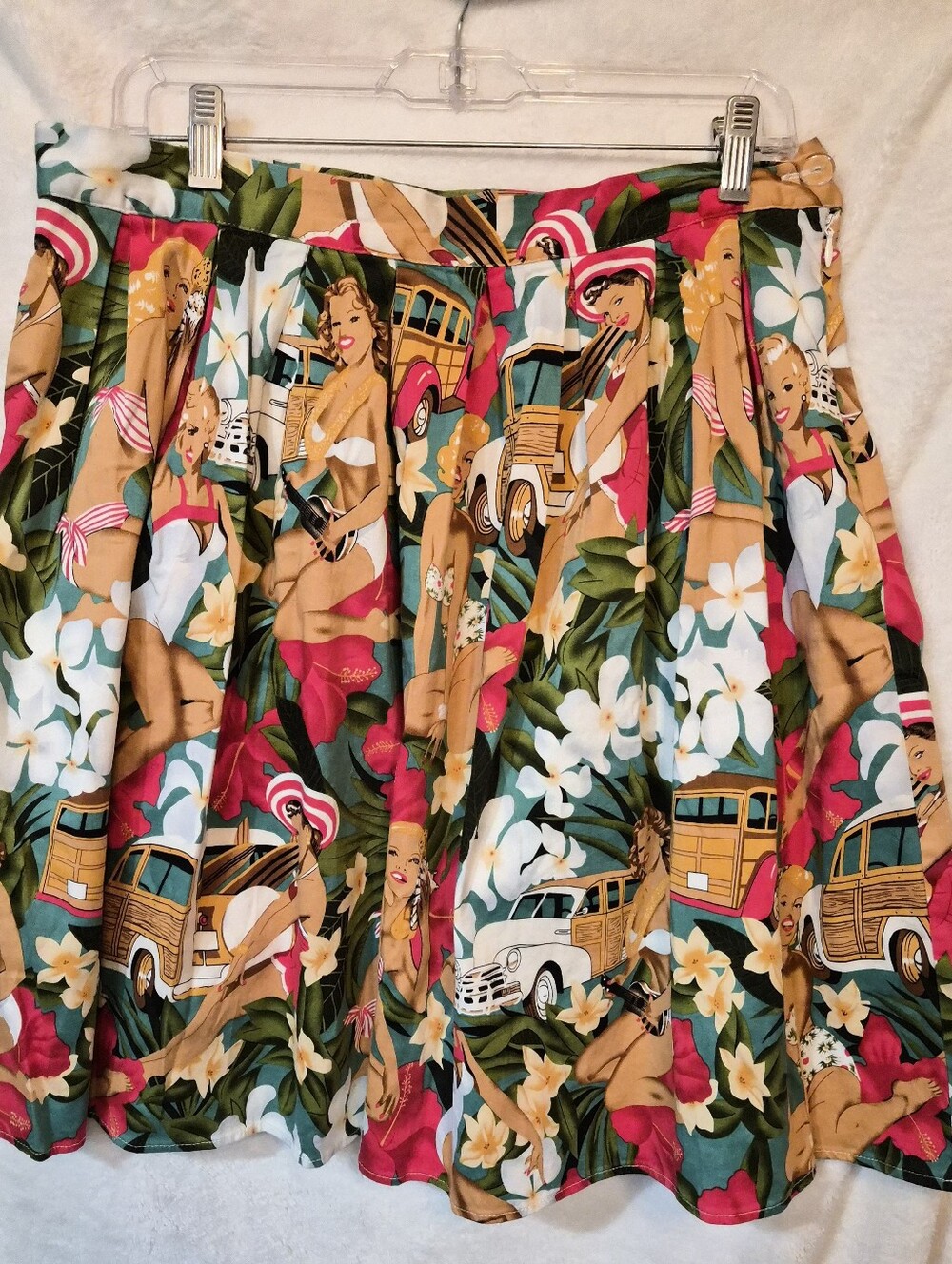 Grace Karin vintage print pleated skirt size XL Pinup Beach Resortwear